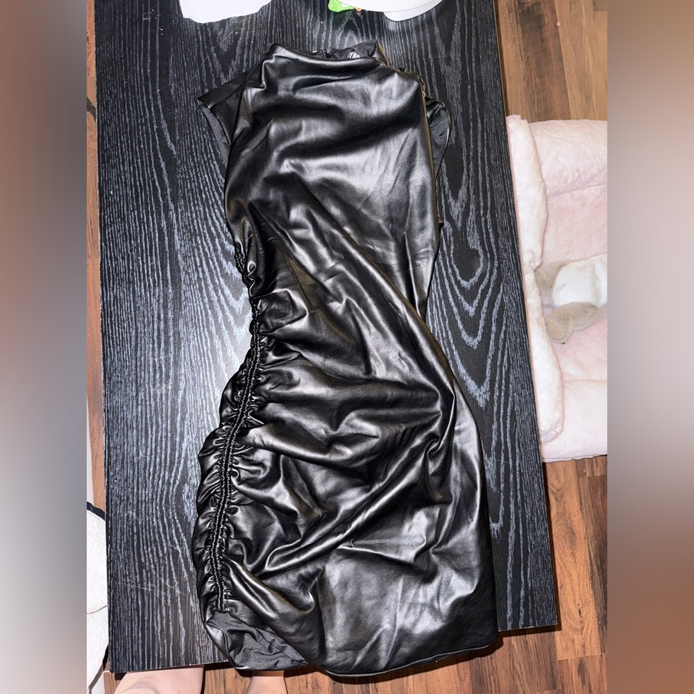 NWOT Babyboo Black Leather Dress